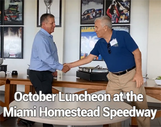 New Speedway President Al Garcia welcomes SAMA members at montly Luncheon